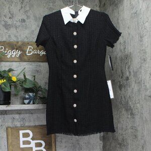 City Studios Juniors Short-Sleeve Boucle Shirt Dress Black / Ivory 3/4